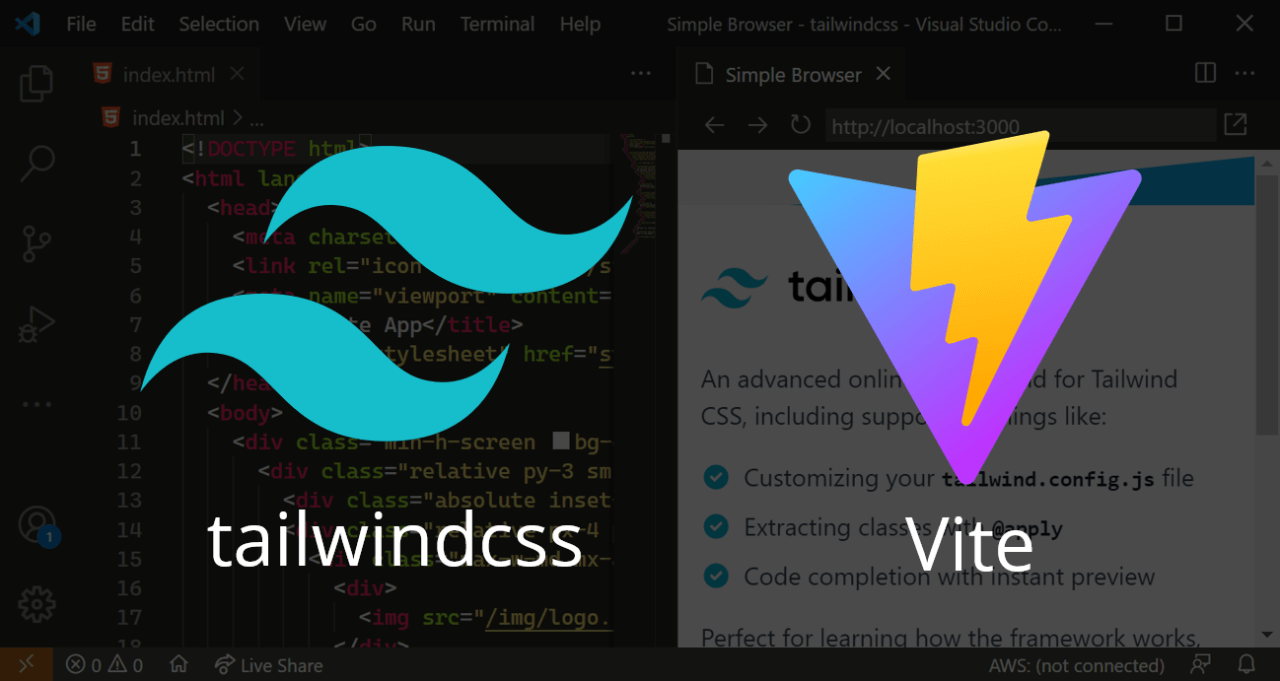 Подключение TailwindCSS в проект React Vite - HTML+